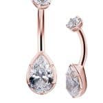 Pear Shape Belly Bar, 18k Rose Gold