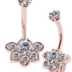 Flower Belly Bar, 18k Rose Gold
