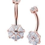 Trillion Fan Belly Bar, 18k Rose Gold