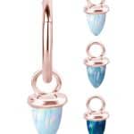 Opal Bullet Charm for Clicker Hoop, 18k Rose Gold