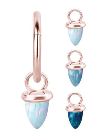 Opal Bullet Charm for Clicker Hoop, 18k Rose Gold