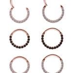 Pave Daith Clicker Earring, 18k Rose Gold, Medium