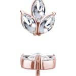 Marquise Lotus Threaded Stud Earring, 18k Rose Gold