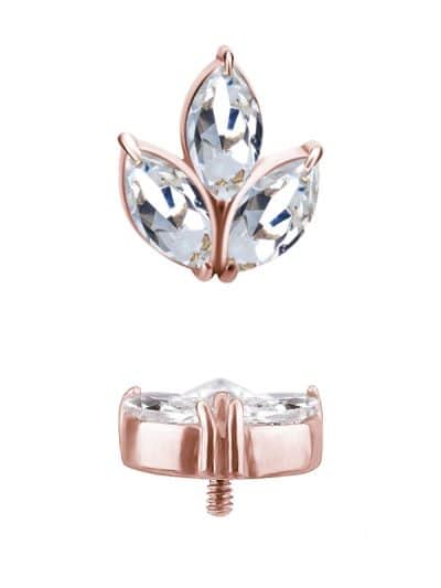 Marquise Lotus Threaded Stud Earring, 18k Rose Gold