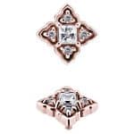 4-Petal Square Flower Threaded Stud, 18k Rose Gold