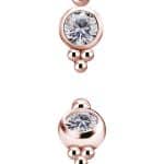 4-Beads Gem Threaded Stud Earring, 18k Rose Gold
