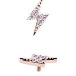 Mini Pave Lightning Bolt Threaded/Push-In Stud Earring, 18k Rose Gold