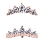 5-Gem Cluster Tiara Threaded Stud Earring, 18k Rose Gold