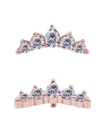 5-Gem Cluster Tiara Threaded Stud Earring, 18k Rose Gold