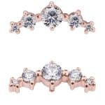 5-Gem Cluster Prium Threaded Stud Earring, 18k Rose Gold