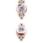 Double Tribead Gem Threaded Stud Earring, 18k Rose Gold
