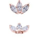 3-Marquise Fan Threaded Stud Earring, 18k Rose Gold