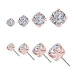Prong Set Diamond Push-In Stud Earring, 18k Rose Gold