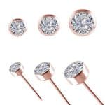 Bezel Set Diamond Push-In Stud Earring, 18k Rose Gold