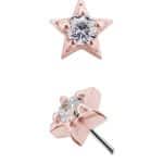 Mini Gem-Star Push-In Stud Earring, 18k Rose Gold