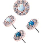 Haloed Created Opal Push-In Stud Earring, 18k Rose Gold