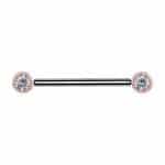 Nipple Barbell Braided Gem, Push-In, 18k Rose Gold