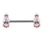 Nipple Barbell Beaded Drop, Push-In, 18k Rose Gold