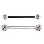 Nipple Barbell Bezel Gems, Push-In, 18k Rose Gold