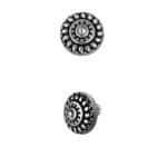 Shield Threaded Stud Earring, Millgrain, Steel