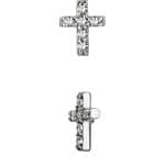 Pave Cross Threaded Stud Earring, Steel