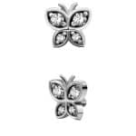 Sparkly Butterfly Threaded Stud Earring, Steel