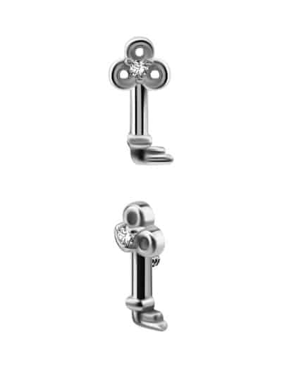 Steel Swarovski® Zirconia Skeleton Key Stud