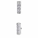 Pave Bar Threaded Stud Earring, 3-Gem, Steel