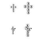 Beaded Cross Threaded Stud Earring, Titanium