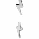 Lightning Bolt Threaded/Push-In Stud Earring, Titanium