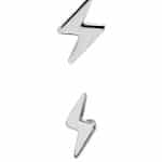 Lightning Bolt Threaded/Push-In Stud Earring, v2 Titanium