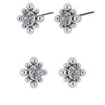 Beaded Sun Gem Push-in Stud Earring, Titanium