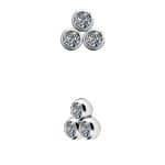Bezel Trinity Threaded Stud Earring, Titanium