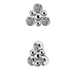 Bezel Beaded Trinity Threaded Stud Earring, Titanium