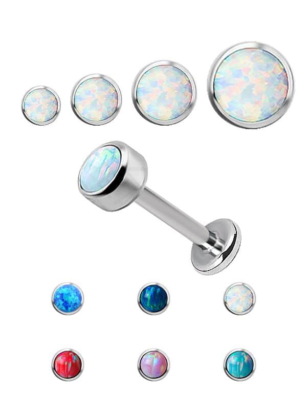 Created Opal Push-In Stud Earring, Titanium