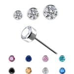 Bezel Set Premium Zirconia Push-In Stud Earring, Titanium