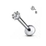 Prong Set 2mm Square CZ Threaded Stud Earring, Titanium