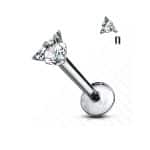 Prong Set Triangle CZ Threaded Stud Earring, Titanium