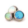 Created Opal Threaded Stud Earring, Titanium