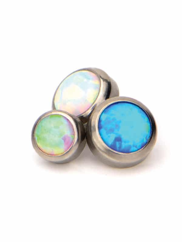 Created Opal Threaded Stud Earring, Titanium