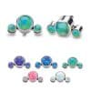 3-Created Opal Cluster Threaded Stud Earring, Titanium, Mini Accents