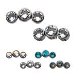 3-CZ Cluster Threaded Stud Earring V2, Titanium