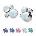 4-Created Opal Cluster Threaded Stud Earring, Titanium