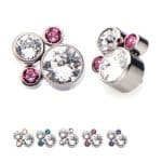 4-CZ Cluster Threaded Stud Earring, Titanium
