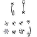 4-Beads Gem Rook Bar, Titanium