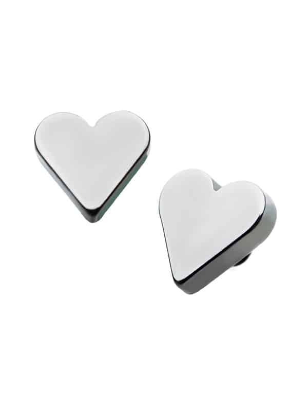 Love Heart Threaded Stud Earring, Titanium