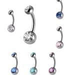 Double Premium Zirconia Baby Belly Bar, Titanium