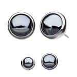 Created Hematite Push-In Stud Earring, Titanium