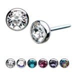 Bezel Set CZ Push-In Stud Earring, Titanium