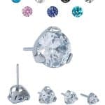 Prong Set CZ Push-In Stud Earring, Titanium